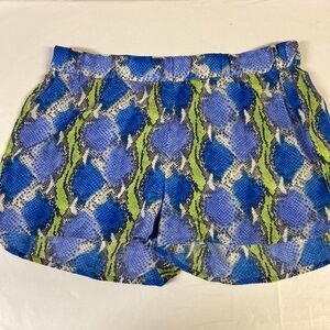 Equipment Femme Lewis 100% Silk Snakeskin Print Shorts Blue Size Small